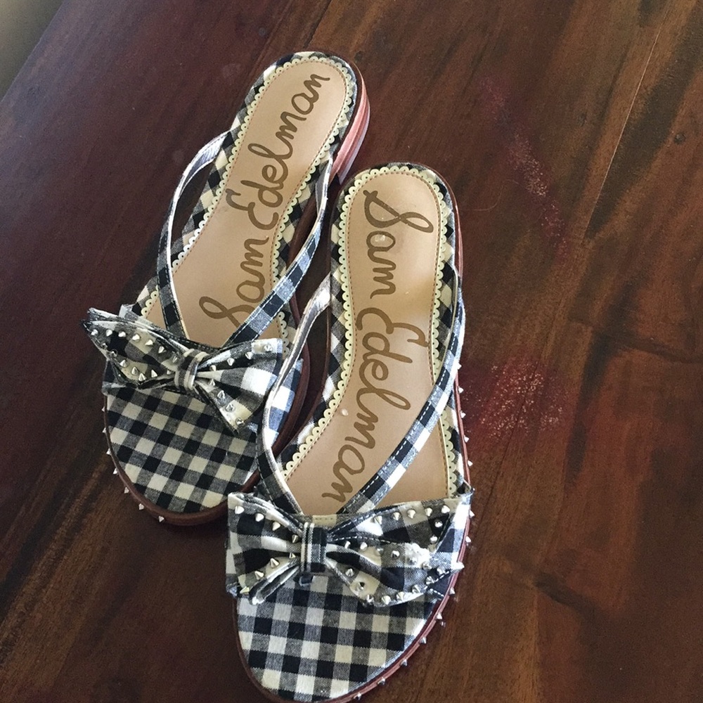 Black & white gingham check flip-flops Sam Edelman